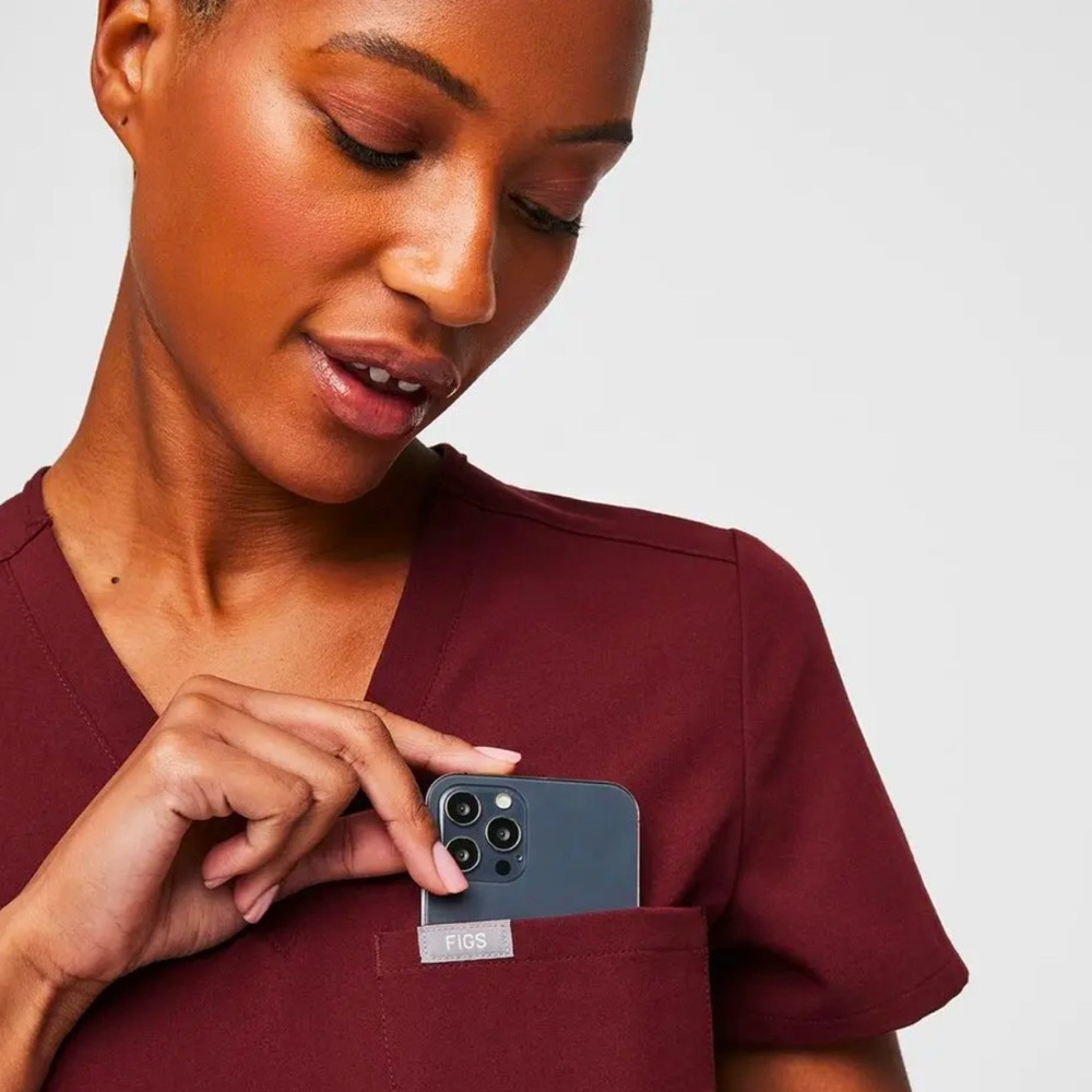 Figs Burgundy Scrub top and bottom